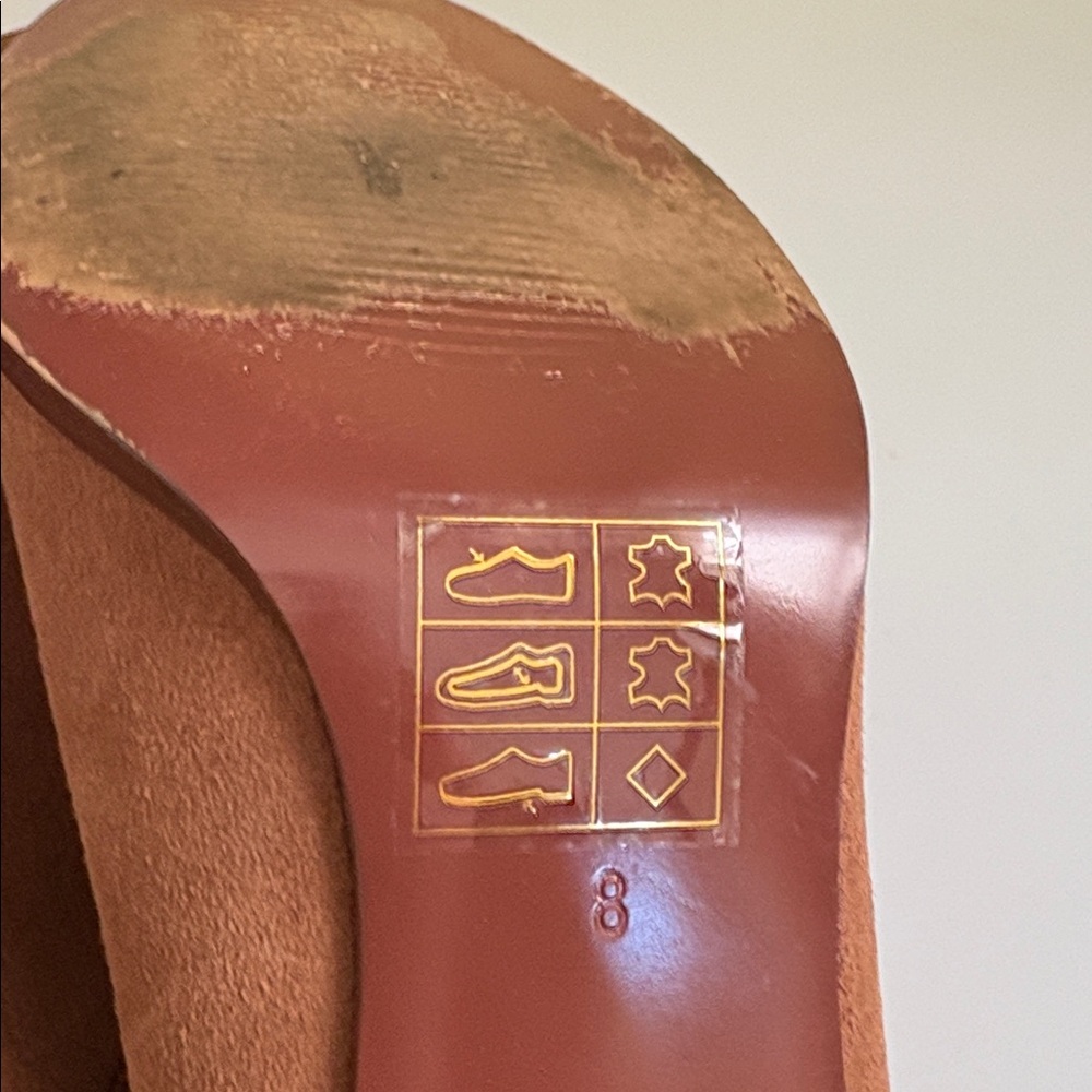 farylrobin Anthropologie Tan Suede Slouchy Foldover Heeled Ankle Boot Size 8 - Picture 9 of 15